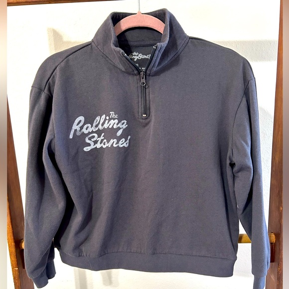 The Rolling Stones 3/4 Half Zip-Up Gray Sweatshirt Pullover Size XS - Picture 2 of 3